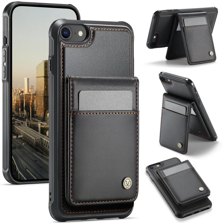 For iPhone SE 2022 / SE 2020 / 8 JEEHOOD J06 British Style RFID MagSafe Card Bag PU Phone Case(Black) - iPhone SE 2022 / 2020 / 8 / 7 Cases by JEEHOOD | Online Shopping UK | buy2fix