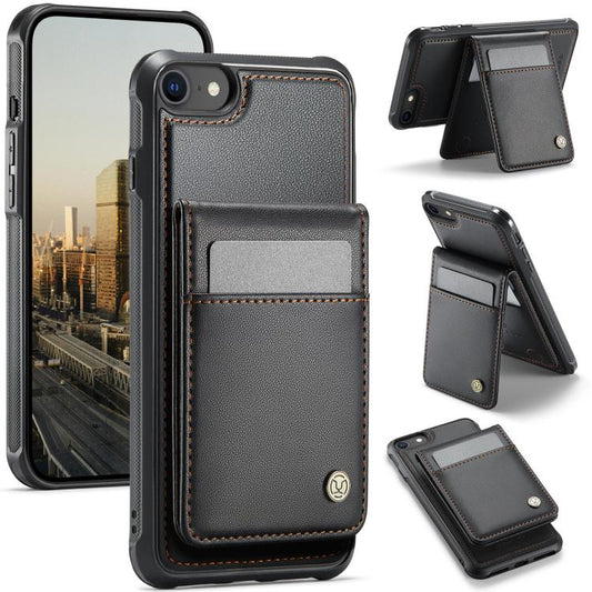 For iPhone SE 2022 / SE 2020 / 8 JEEHOOD J06 British Style RFID MagSafe Card Bag PU Phone Case(Black) - iPhone SE 2022 / 2020 / 8 / 7 Cases by JEEHOOD | Online Shopping UK | buy2fix