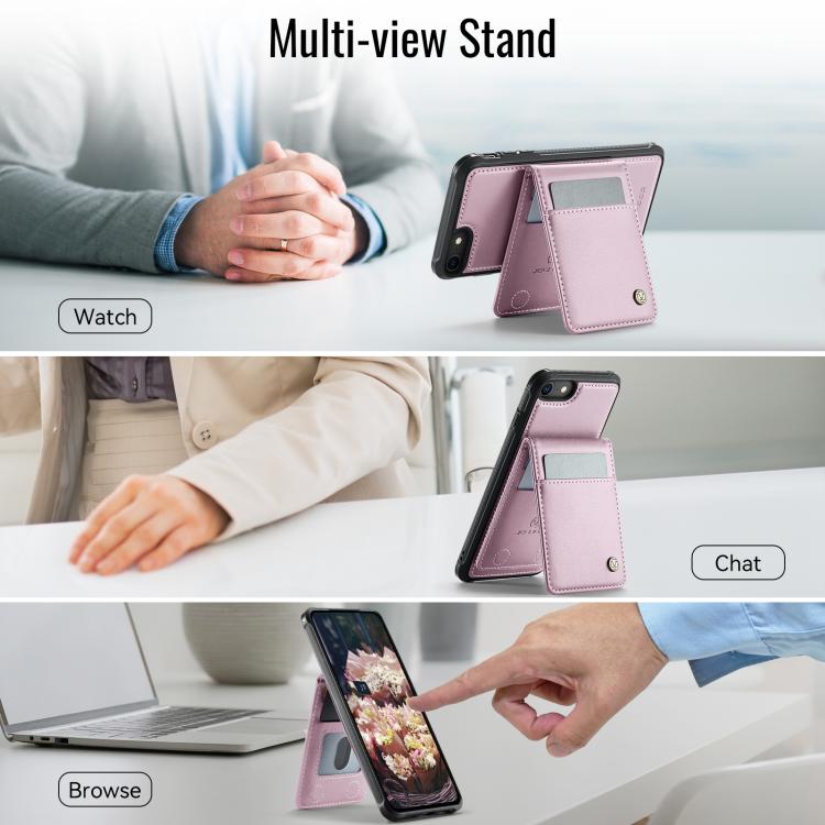 For iPhone SE 2022 / SE 2020 / 8 JEEHOOD J06 British Style RFID MagSafe Card Bag PU Phone Case(Pink) - iPhone SE 2022 / 2020 / 8 / 7 Cases by JEEHOOD | Online Shopping UK | buy2fix