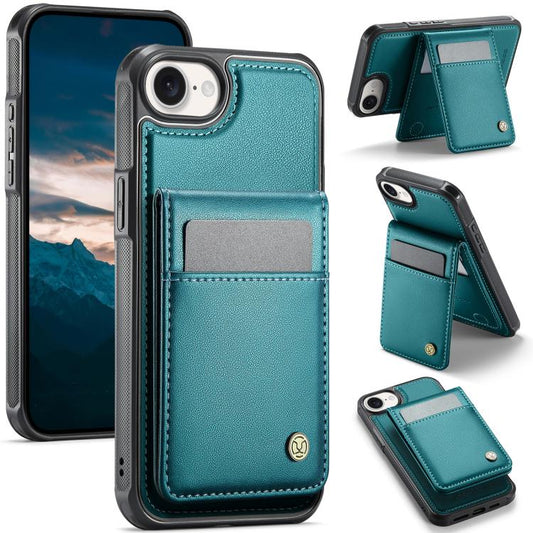 For iPhone 16e JEEHOOD J06 British Style RFID MagSafe Card Bag PU Phone Case(Green) - iPhone 16e Cases by JEEHOOD | Online Shopping UK | buy2fix