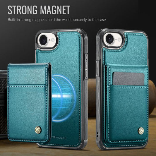 For iPhone 16e JEEHOOD J06 British Style RFID MagSafe Card Bag PU Phone Case(Green) - iPhone 16e Cases by JEEHOOD | Online Shopping UK | buy2fix
