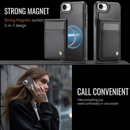 For iPhone 16e JEEHOOD J06 British Style RFID MagSafe Card Bag PU Phone Case(Black) - iPhone 16e Cases by JEEHOOD | Online Shopping UK | buy2fix