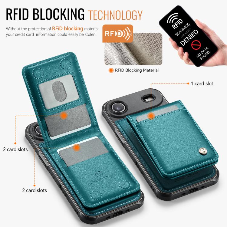 For iPhone Air JEEHOOD J06 British Style RFID MagSafe Card Bag PU Phone Case(Green) - iPhone Air Cases by JEEHOOD | Online Shopping UK | buy2fix