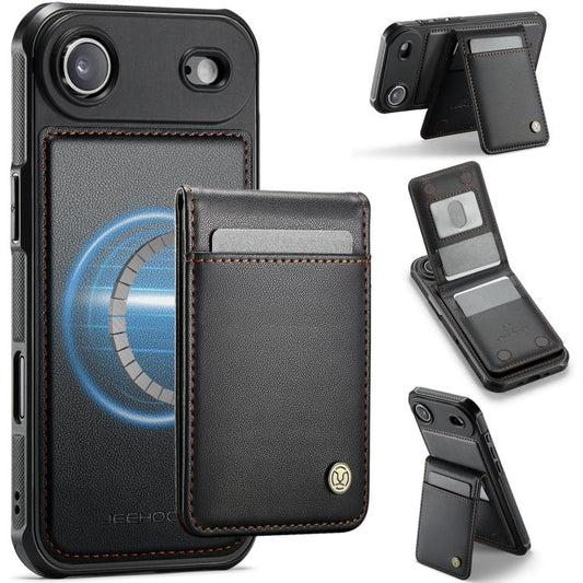 For iPhone Air JEEHOOD J06 British Style RFID MagSafe Card Bag PU Phone Case(Black) - iPhone Air Cases by JEEHOOD | Online Shopping UK | buy2fix
