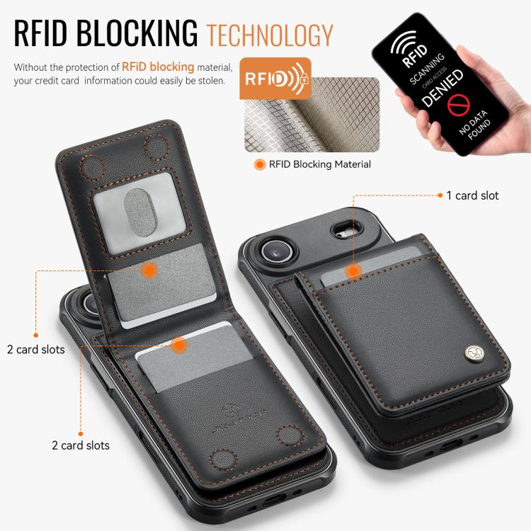 For iPhone Air JEEHOOD J06 British Style RFID MagSafe Card Bag PU Phone Case(Black) - iPhone Air Cases by JEEHOOD | Online Shopping UK | buy2fix