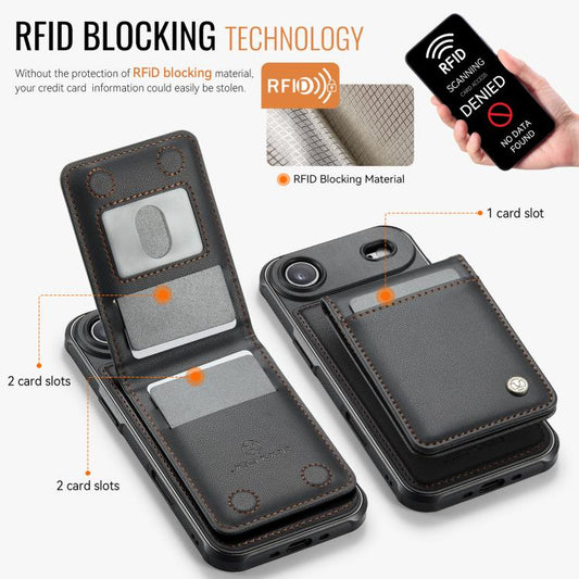 For iPhone Air JEEHOOD J06 British Style RFID MagSafe Card Bag PU Phone Case(Black) - iPhone Air Cases by JEEHOOD | Online Shopping UK | buy2fix