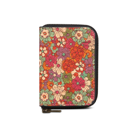 Denior V16 Flower MagSafe RFID Zipper Wallet Card Bag Case(Red) - Adhesive Card Holders by Denior | Online Shopping UK | buy2fix