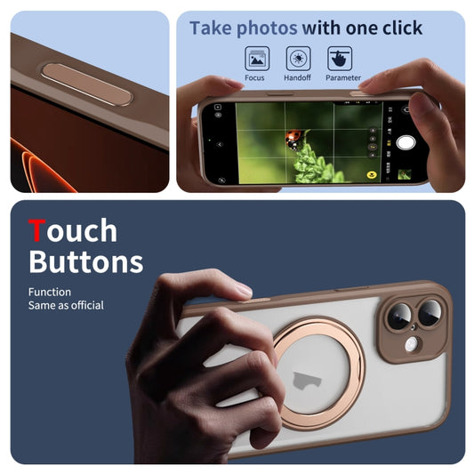 For iPhone 16 Plus Translucent Frosted MagSafe Rotating Holder Phone Case with AI Button(Gold) - iPhone 16 Plus Cases by buy2fix | Online Shopping UK | buy2fix