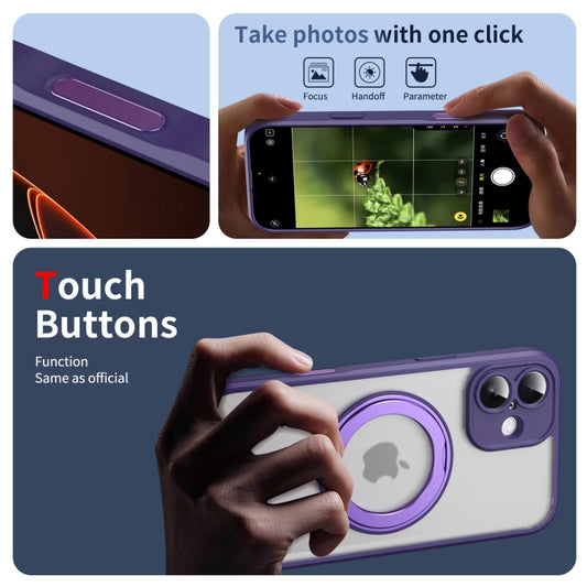 For iPhone 16 Plus Translucent Frosted MagSafe Rotating Holder Phone Case with AI Button(Purple) - iPhone 16 Plus Cases by buy2fix | Online Shopping UK | buy2fix