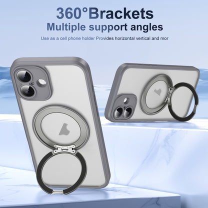 For iPhone 16 Plus Translucent Frosted MagSafe Rotating Holder Phone Case with AI Button(Grey) - iPhone 16 Plus Cases by buy2fix | Online Shopping UK | buy2fix