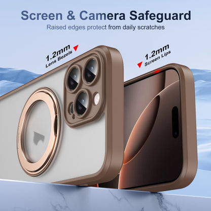 For iPhone 16 Pro Translucent Frosted MagSafe Rotating Holder Phone Case with AI Button(Gold) - iPhone 16 Pro Cases by buy2fix | Online Shopping UK | buy2fix