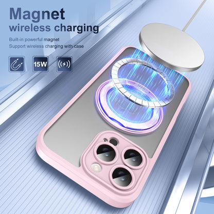 For iPhone 16 Pro Translucent Frosted MagSafe Rotating Holder Phone Case with AI Button(Pink) - iPhone 16 Pro Cases by buy2fix | Online Shopping UK | buy2fix