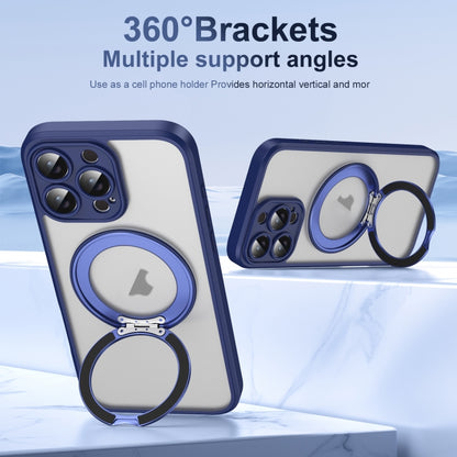 For iPhone 16 Pro Translucent Frosted MagSafe Rotating Holder Phone Case with AI Button(Blue) - iPhone 16 Pro Cases by buy2fix | Online Shopping UK | buy2fix