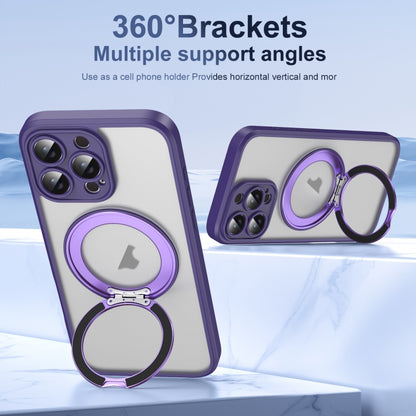 For iPhone 16 Pro Translucent Frosted MagSafe Rotating Holder Phone Case with AI Button(Purple) - iPhone 16 Pro Cases by buy2fix | Online Shopping UK | buy2fix