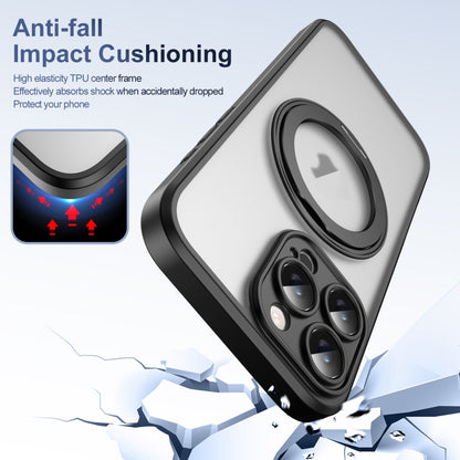 For iPhone 16 Pro Max Translucent Frosted MagSafe Rotating Holder Phone Case with AI Button(Black) - iPhone 16 Pro Cases by buy2fix | Online Shopping UK | buy2fix