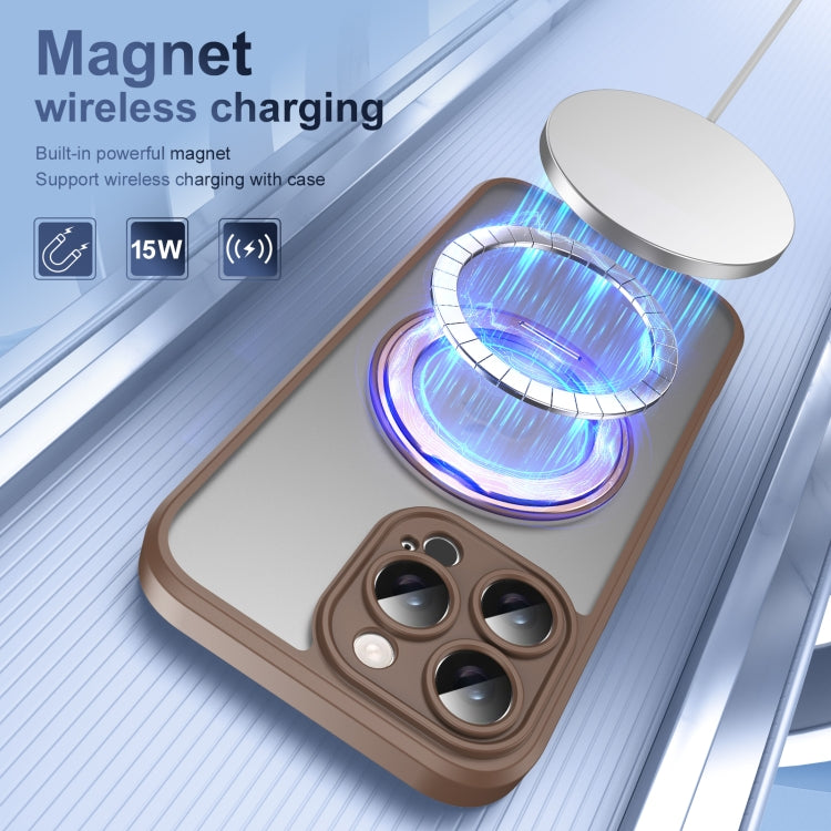 For iPhone 16 Pro Max Translucent Frosted MagSafe Rotating Holder Phone Case with AI Button(Gold) - iPhone 16 Pro Cases by buy2fix | Online Shopping UK | buy2fix