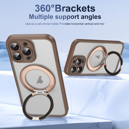 For iPhone 16 Pro Max Translucent Frosted MagSafe Rotating Holder Phone Case with AI Button(Gold) - iPhone 16 Pro Cases by buy2fix | Online Shopping UK | buy2fix