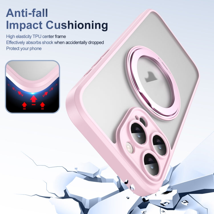 For iPhone 16 Pro Max Translucent Frosted MagSafe Rotating Holder Phone Case with AI Button(Pink) - iPhone 16 Pro Cases by buy2fix | Online Shopping UK | buy2fix