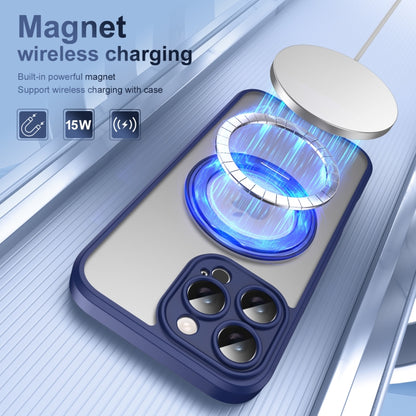 For iPhone 16 Pro Max Translucent Frosted MagSafe Rotating Holder Phone Case with AI Button(Blue) - iPhone 16 Pro Cases by buy2fix | Online Shopping UK | buy2fix