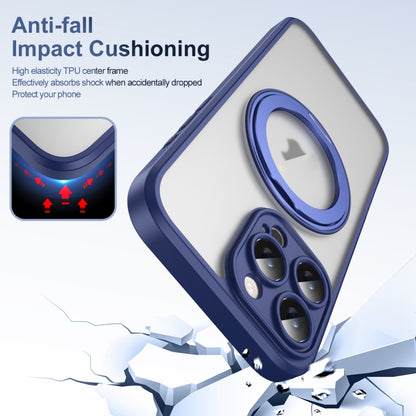 For iPhone 16 Pro Max Translucent Frosted MagSafe Rotating Holder Phone Case with AI Button(Blue) - iPhone 16 Pro Cases by buy2fix | Online Shopping UK | buy2fix