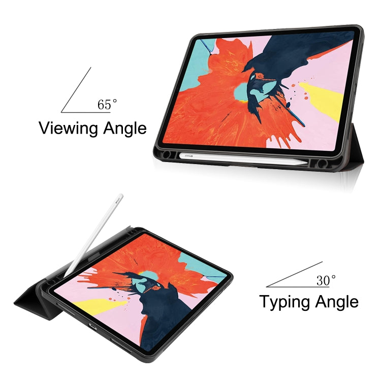 For iPad Air 11 2025 / 2024 / 2022 / 2020 10.9 Custer Texture TPU Horizontal Flip Leather Case with Sleep / Wake-up Function & Three-folding Holder & Pen Slot(Black) - iPad Air (2022) / (2020) 10.9 Cases by buy2fix | Online Shopping UK | buy2fix