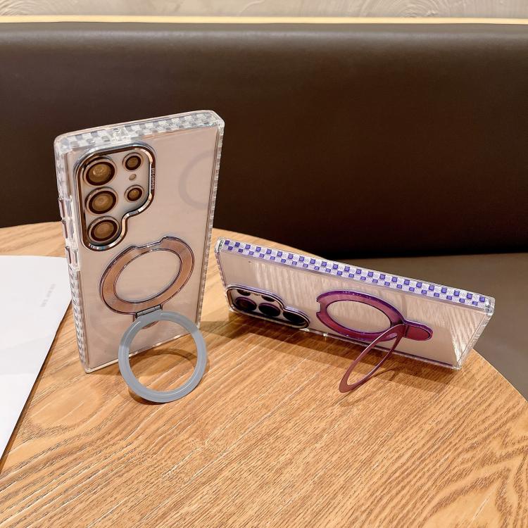 For Samsung Galaxy S25 5G Transparent MagSafe Holder Phone Case with Lens Film(Green) by buy2fix