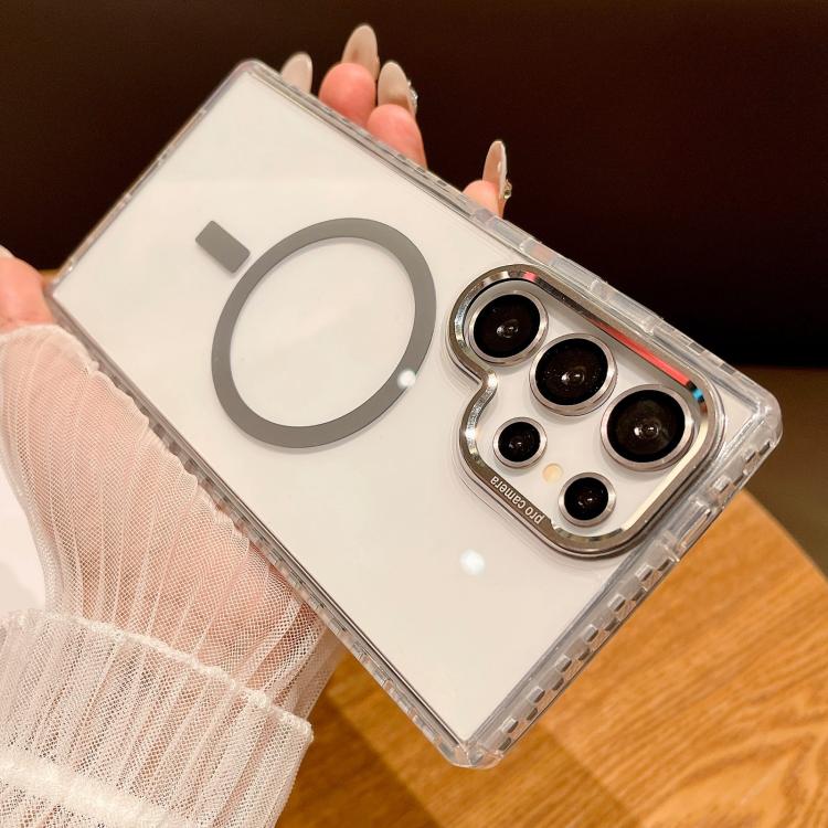 For Samsung Galaxy S25 Ultra 5G Transparent MagSafe Phone Case with Lens Film(Grey) by buy2fix
