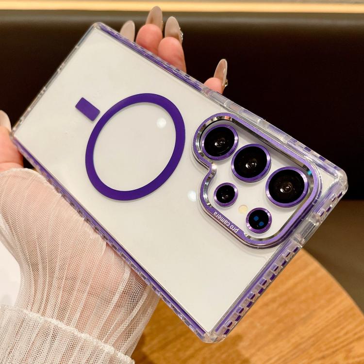 For Samsung Galaxy S25 Ultra 5G Transparent MagSafe Phone Case with Lens Film(Purple) by buy2fix