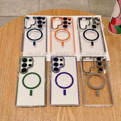 For Samsung Galaxy S25 5G Transparent MagSafe Phone Case with Lens Film(Orange) by buy2fix