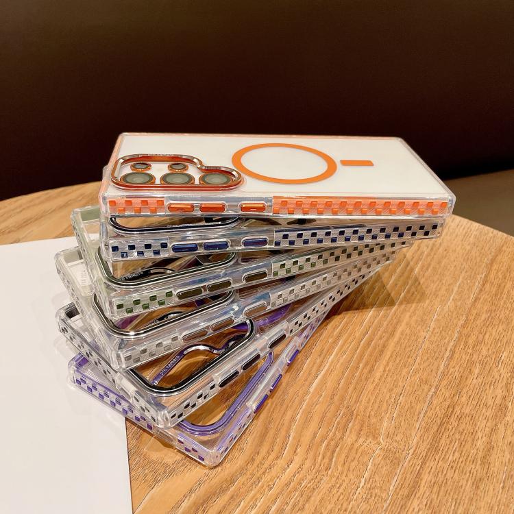 For Samsung Galaxy S25+ 5G Transparent MagSafe Phone Case with Lens Film(Orange) by buy2fix