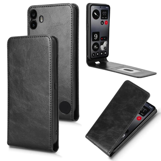 For Nothing CMF Phone 1 Magnetic Vertical Flip Leather Phone Case(Black)