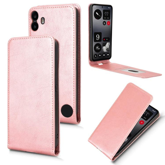 For Nothing CMF Phone 1 Magnetic Vertical Flip Leather Phone Case(Rose Gold)
