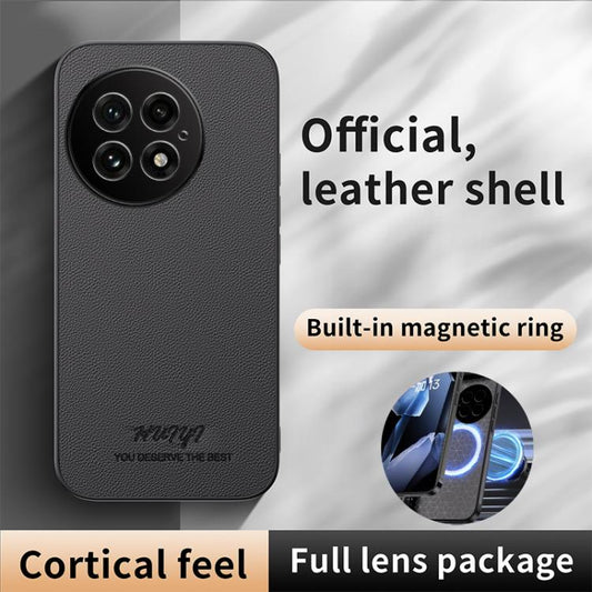 For OnePlus 13 HUIYI Leather Magnetic Phone Case(Grey) - OnePlus Cases by buy2fix | Online Shopping UK | buy2fix