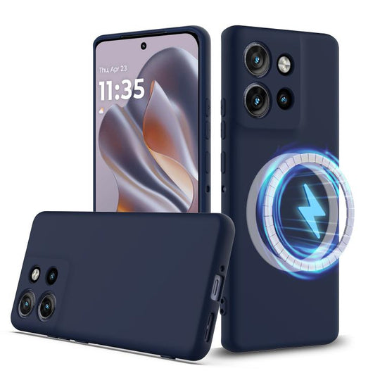 For Motorola Edge 50 Neo / Edge 60 Neo Shockproof Silicone Magsafe Phone Case(Navy Blue)