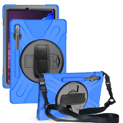 For Samsung Galaxy Tab S8+ / Tab S8 Plus / Tab S7 FE / Tab S7+ Shockproof Colorful Silicone + PC Protective Case with Holder & Shoulder Strap & Hand Strap(Blue) by buy2fix