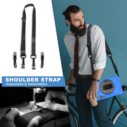 For Samsung Galaxy Tab S8+ / Tab S8 Plus / Tab S7 FE / Tab S7+ Shockproof Colorful Silicone + PC Protective Case with Holder & Shoulder Strap & Hand Strap(Blue) by buy2fix