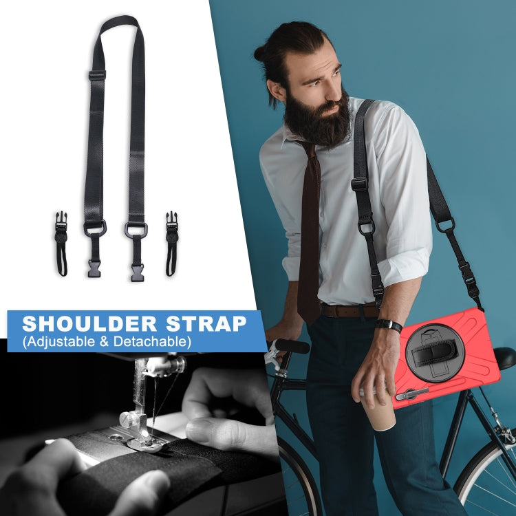 For Samsung Galaxy Tab S8+ / Tab S8 Plus / Tab S7 FE / Tab S7+ Shockproof Colorful Silicone + PC Protective Case with Holder & Shoulder Strap & Hand Strap(Red) by buy2fix