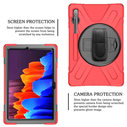 For Samsung Galaxy Tab S8+ / Tab S8 Plus / Tab S7 FE / Tab S7+ Shockproof Colorful Silicone + PC Protective Case with Holder & Shoulder Strap & Hand Strap(Red) by buy2fix