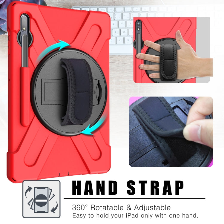 For Samsung Galaxy Tab S8+ / Tab S8 Plus / Tab S7 FE / Tab S7+ Shockproof Colorful Silicone + PC Protective Case with Holder & Shoulder Strap & Hand Strap(Red) by buy2fix