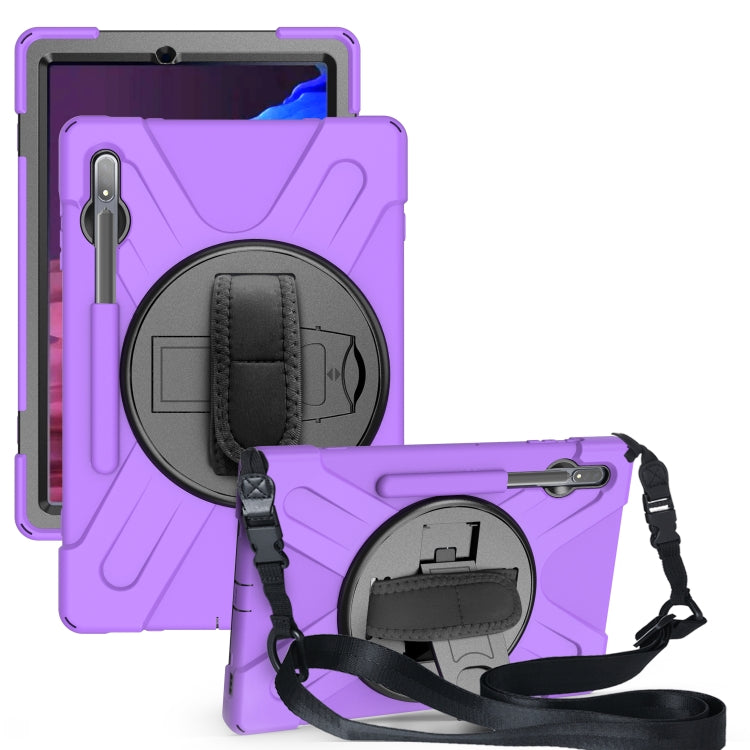 For Samsung Galaxy Tab S8+ / Tab S8 Plus / Tab S7 FE / Tab S7+ Shockproof Colorful Silicone + PC Protective Case with Holder & Shoulder Strap & Hand Strap(Purple) by buy2fix