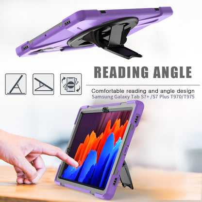 For Samsung Galaxy Tab S8+ / Tab S8 Plus / Tab S7 FE / Tab S7+ Shockproof Colorful Silicone + PC Protective Case with Holder & Shoulder Strap & Hand Strap(Purple) by buy2fix