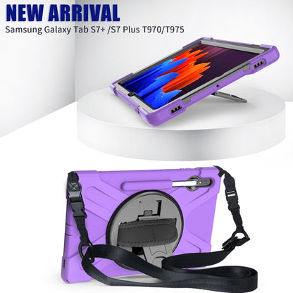 For Samsung Galaxy Tab S8+ / Tab S8 Plus / Tab S7 FE / Tab S7+ Shockproof Colorful Silicone + PC Protective Case with Holder & Shoulder Strap & Hand Strap(Purple) by buy2fix