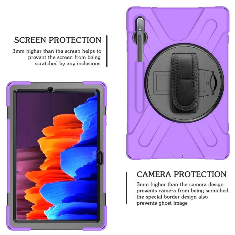 For Samsung Galaxy Tab S8+ / Tab S8 Plus / Tab S7 FE / Tab S7+ Shockproof Colorful Silicone + PC Protective Case with Holder & Shoulder Strap & Hand Strap(Purple) by buy2fix