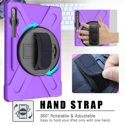 For Samsung Galaxy Tab S8+ / Tab S8 Plus / Tab S7 FE / Tab S7+ Shockproof Colorful Silicone + PC Protective Case with Holder & Shoulder Strap & Hand Strap(Purple) by buy2fix