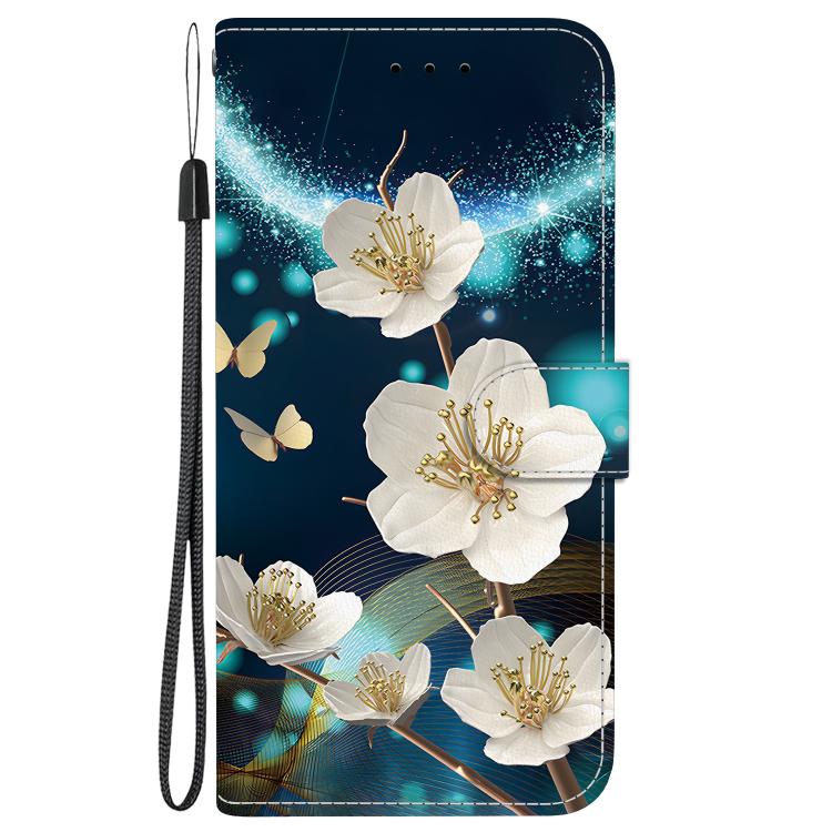 For iPhone 16e Crystal Texture Colored Drawing Leather Phone Case(Magnolia) - iPhone 16e Cases by buy2fix | Online Shopping UK | buy2fix
