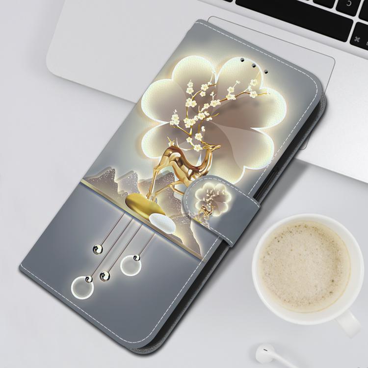 For iPhone 16e Crystal Texture Colored Drawing Leather Phone Case(Sika Deer) - iPhone 16e Cases by buy2fix | Online Shopping UK | buy2fix
