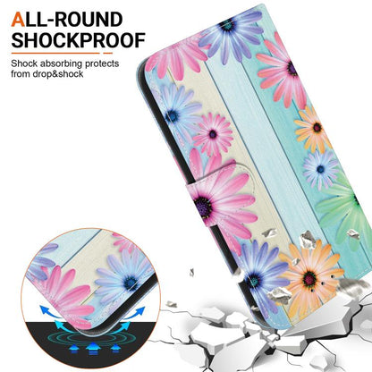 For iPhone 16e Crystal Texture Colored Drawing Leather Phone Case(Sunflowers) - iPhone 16e Cases by buy2fix | Online Shopping UK | buy2fix