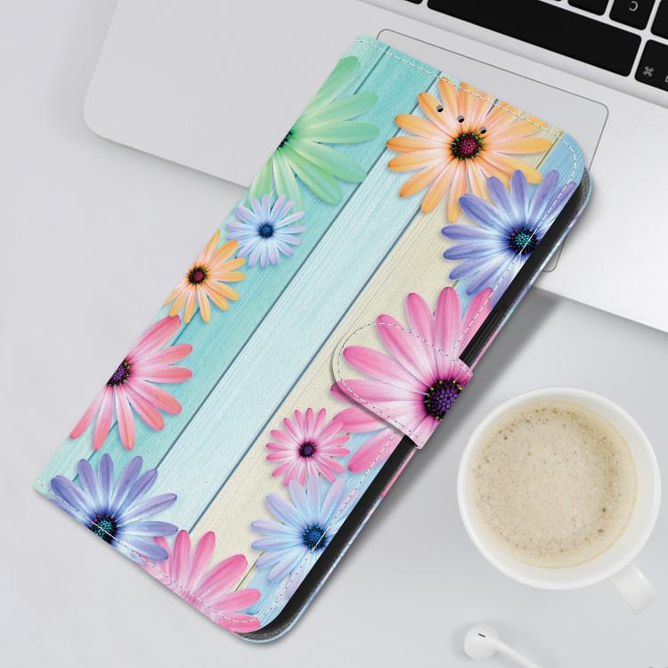 For iPhone 16e Crystal Texture Colored Drawing Leather Phone Case(Sunflowers) - iPhone 16e Cases by buy2fix | Online Shopping UK | buy2fix
