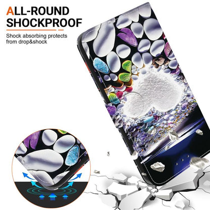 For iPhone 16e Crystal Texture Colored Drawing Leather Phone Case(Heart Shaped) - iPhone 16e Cases by buy2fix | Online Shopping UK | buy2fix