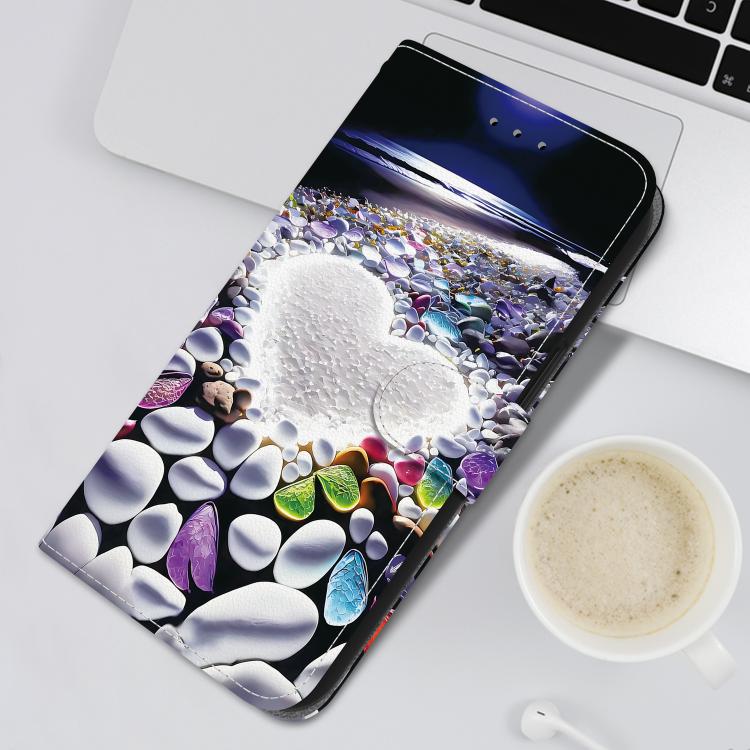 For iPhone 16e Crystal Texture Colored Drawing Leather Phone Case(Heart Shaped) - iPhone 16e Cases by buy2fix | Online Shopping UK | buy2fix